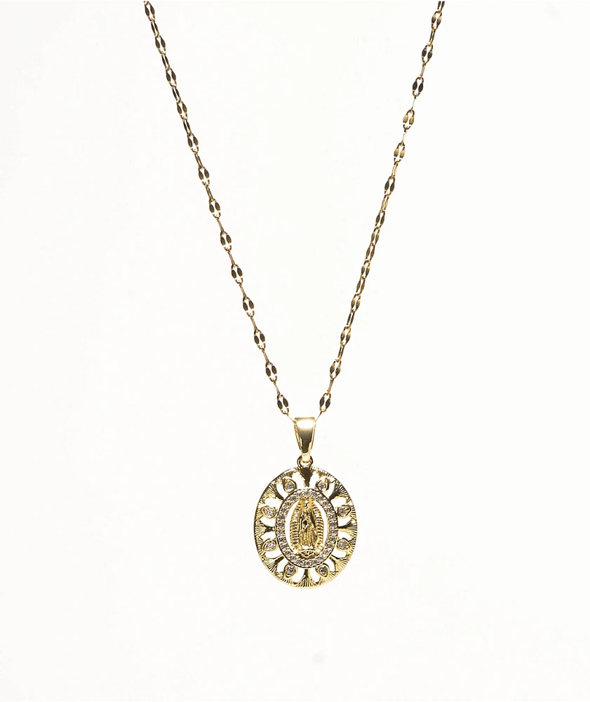 Saint Midas Diamond Cut Guadalupe 18" Gold Necklace