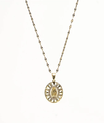 Saint Midas Diamond Cut Guadalupe 18" Gold Necklace