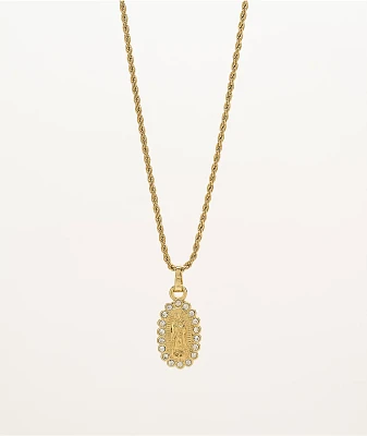Saint Midas Diamond Guadalupe 20" Gold Chain Necklace