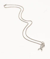 Saint Midas Fish Bone 24" Silver Necklace