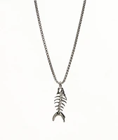 Saint Midas Fish Bone 24" Silver Necklace