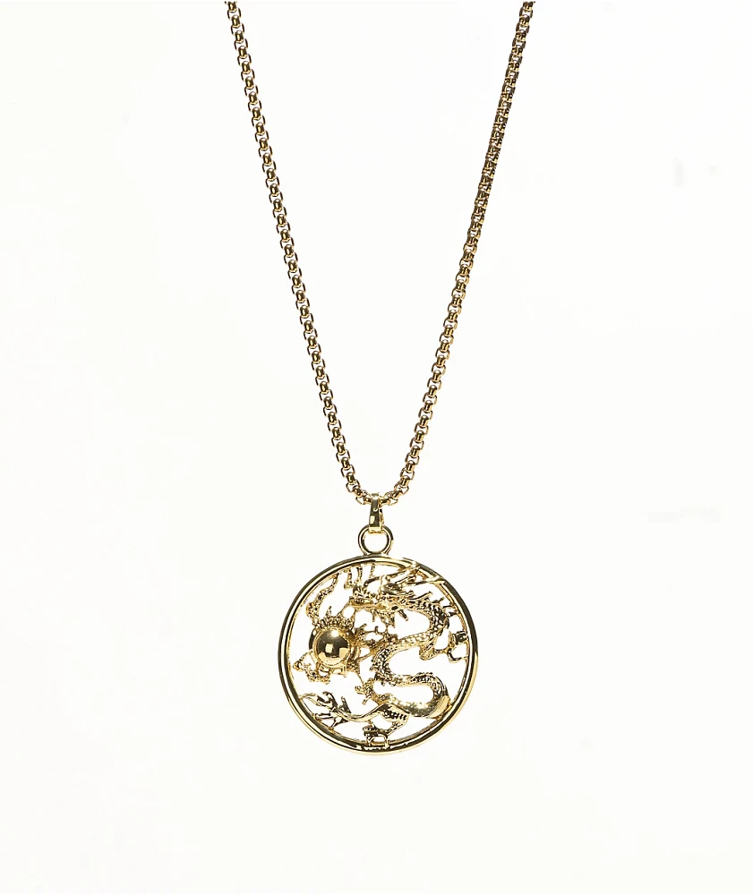 Saint Midas Golden Dragon 24" Necklace