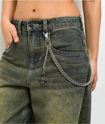Saint Midas Gothic Cross Silver Pocket Chain