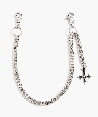 Saint Midas Gothic Cross Silver Pocket Chain