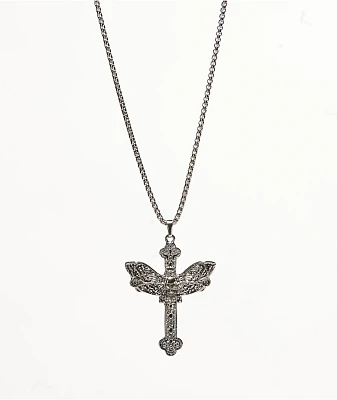 Saint Midas Gothic Moth 22" Silver Necklace