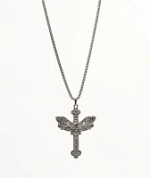 Saint Midas Gothic Moth 22" Silver Necklace