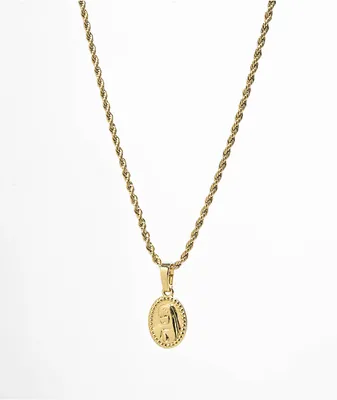 Saint Midas Guadalupe 20" Gold Chain Necklace