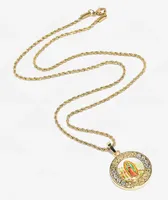 Saint Midas Guadalupe Pendant 20" Gold Chain Necklace
