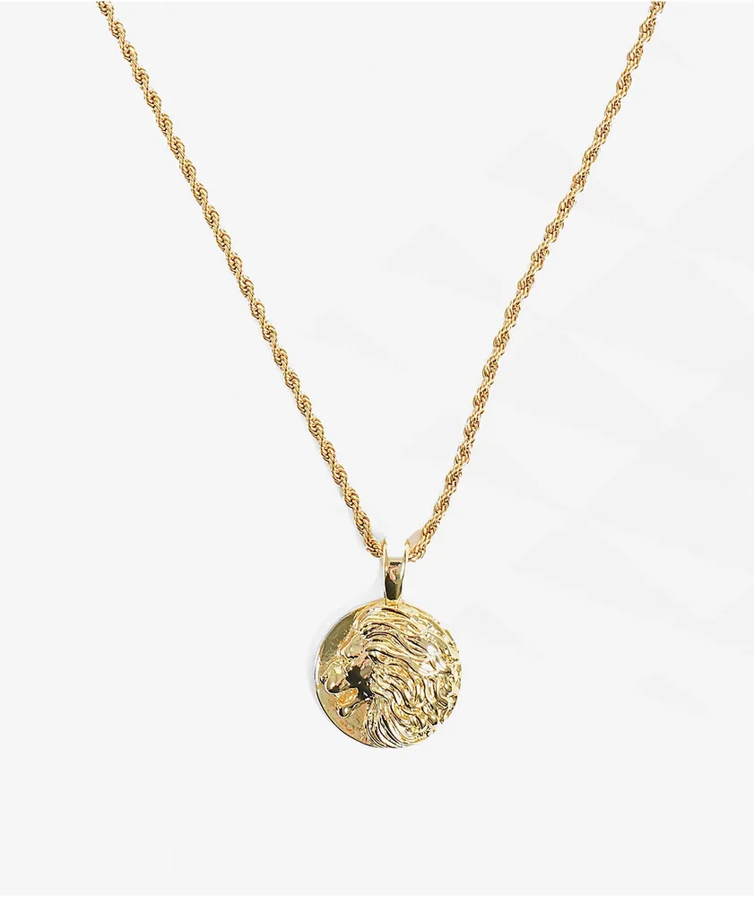 Saint Midas Lion Pendant Gold Chain Necklace