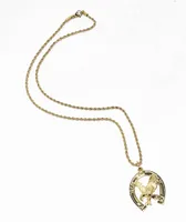Saint Midas Lucky Eagle Pendant 20" Gold Chain Necklace