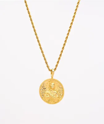Saint Midas Mary Immaculate Yellow Gold 20" Rope Chain Necklace