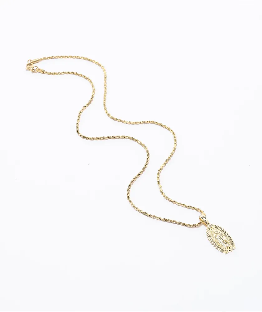 Saint Midas Micro Guadalupe 20" Yellow Gold Necklace