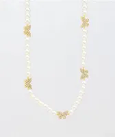 Saint Midas Pearl & Butterfly 15" Choker Necklace