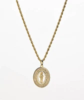Saint Midas Saint Judas Crystal Pendant 20" Gold Chain Necklace