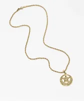 Saint Midas Star Of David Circle Pendant 20" Gold Chain Necklace