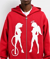 Salem7 Duality Red Zip Hoodie