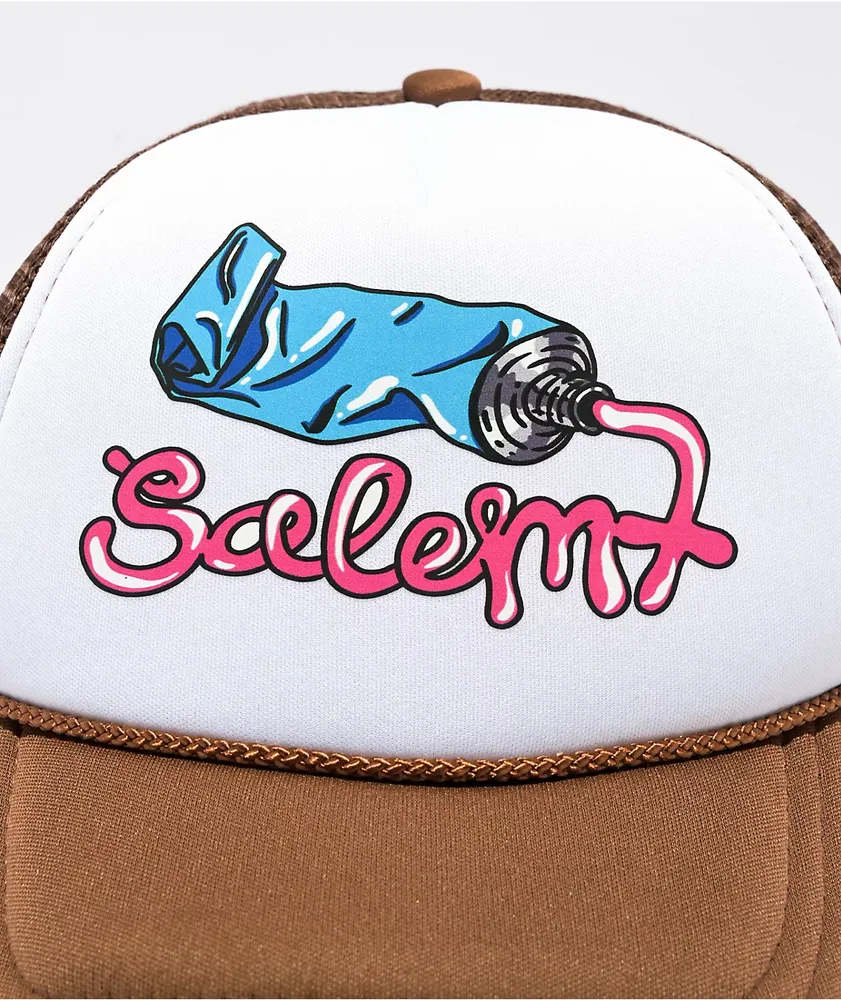 Salem7 Paint Brown & White Trucker Hat