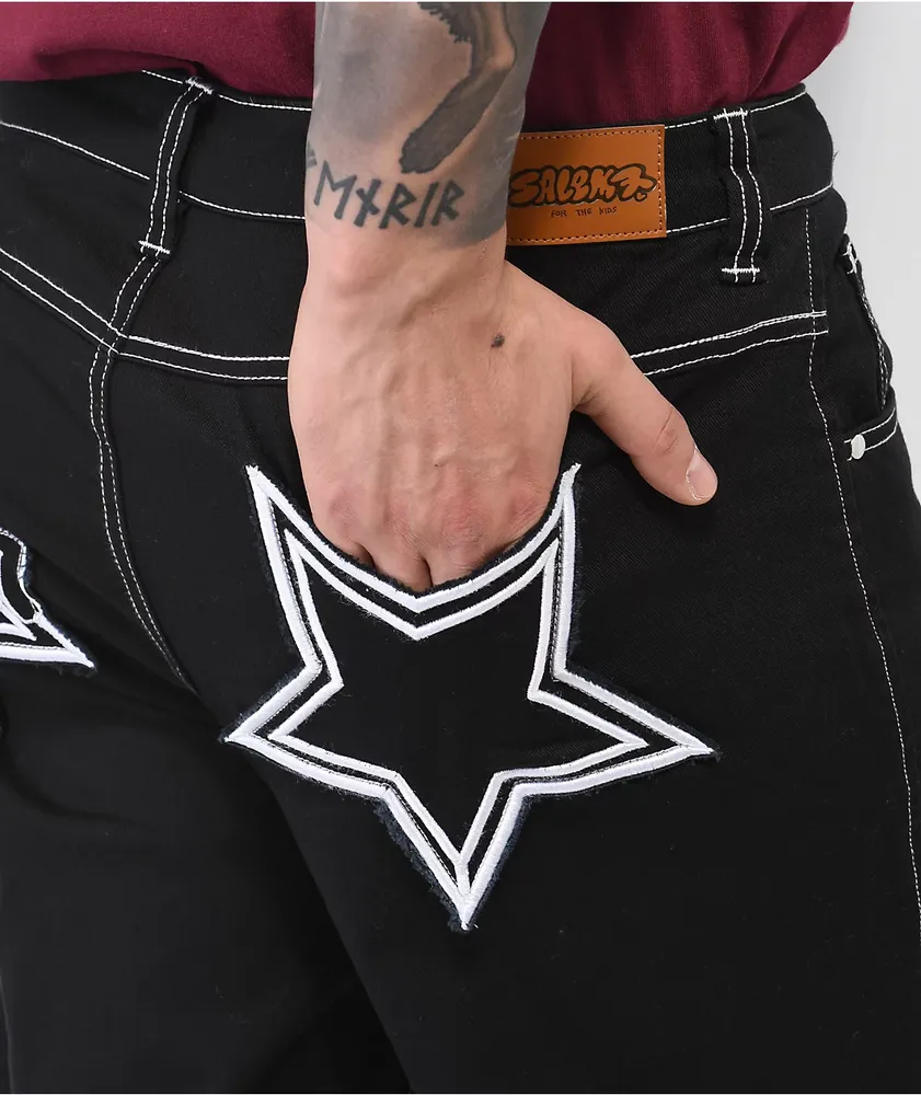 Salem7 Pentagram Black Denim Jeans