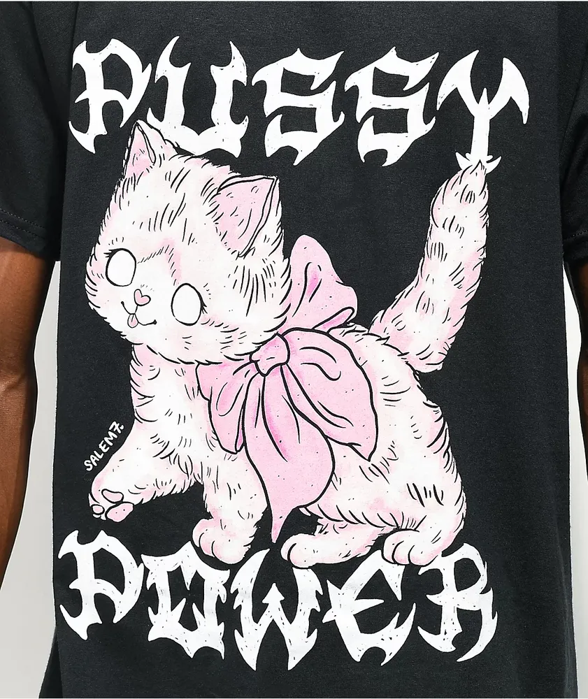 Salem7 Pussy Power Black T-Shirt