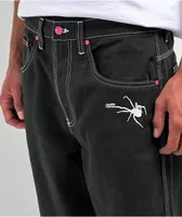 Salem7 Spider Web Black Denim Jeans