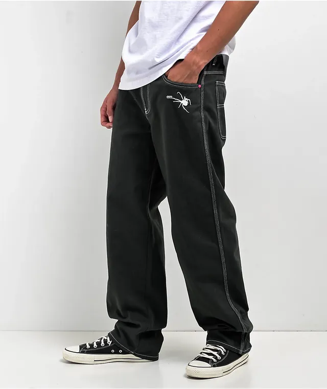 Black Star Grommet Wide Leg Denim Pants