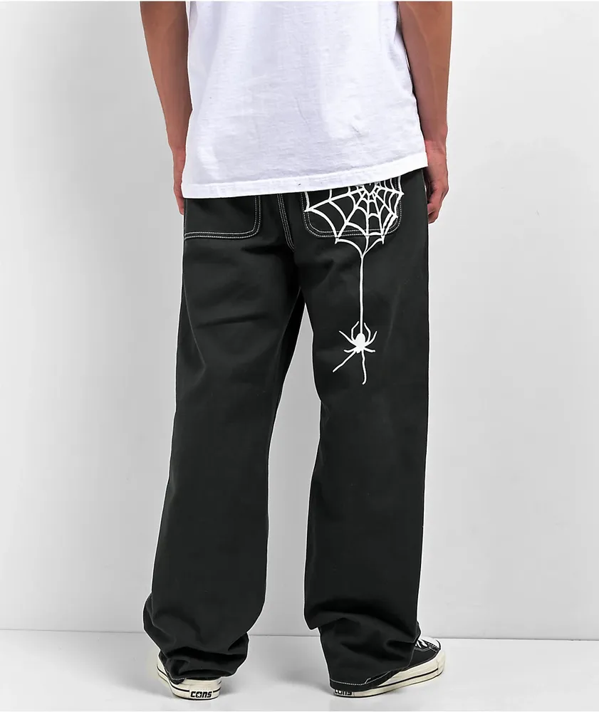 Salem7 Spider Web Black Denim Jeans