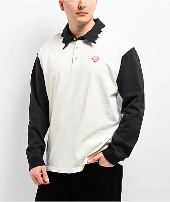 Salem7 Vamp Black & White Long Sleeve Polo Shirt