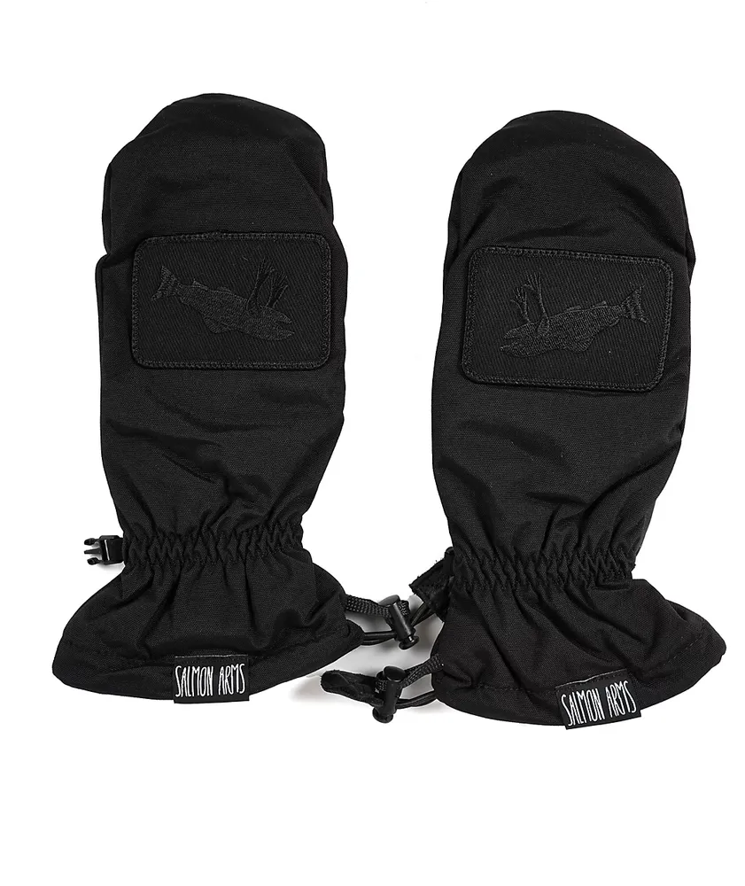 Salmon Arms Classic Black & Black Snowboard Mittens