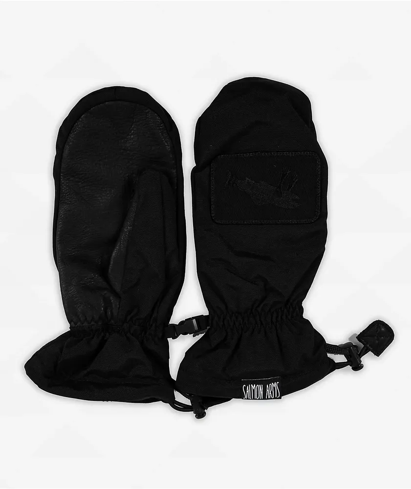 Salmon Arms Classic Black & Black Snowboard Mittens