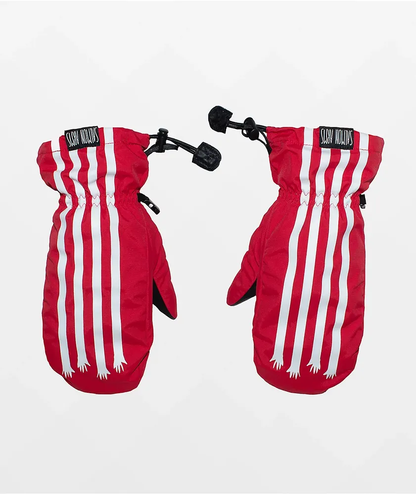 Salmon Arms Classic Red & White Stripe Snowboard Mittens