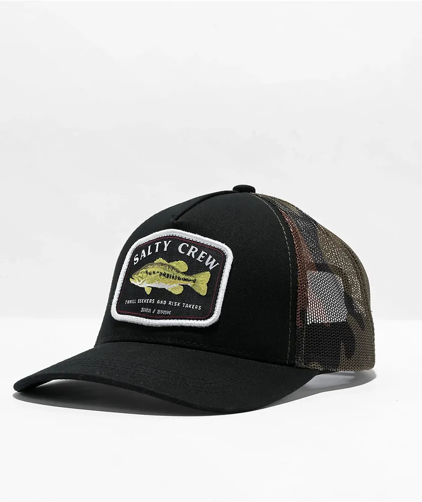 Salty Crew Big Mouth Black & Camo Trucker Hat