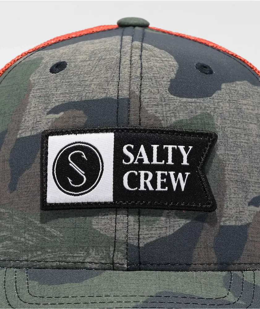 Salty Crew Pinnacle 2 Retro Orange & Camo Trucker Hat