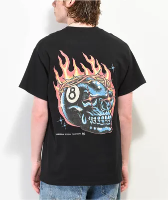 Samborghini 8 Ball Skull Black T-Shirt