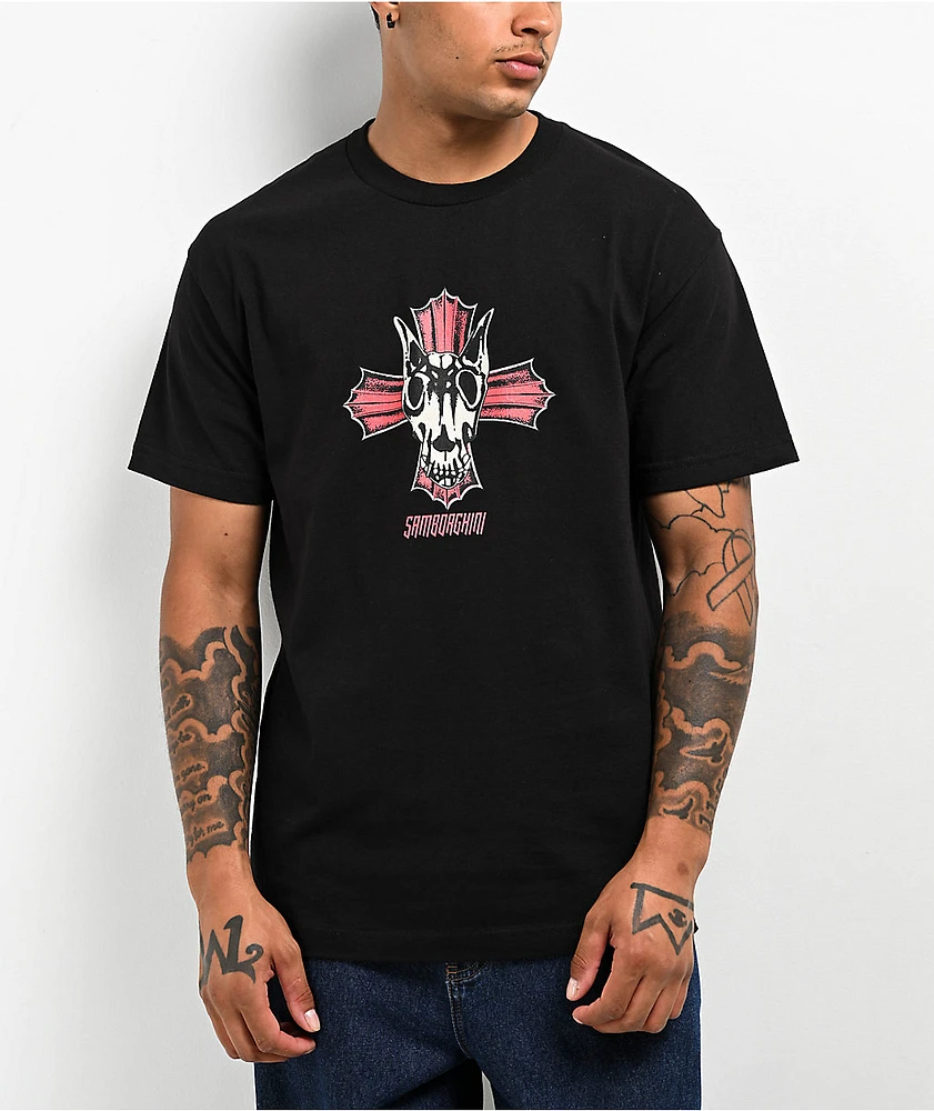 Samborghini Dog Skull Cross Black T-Shirt