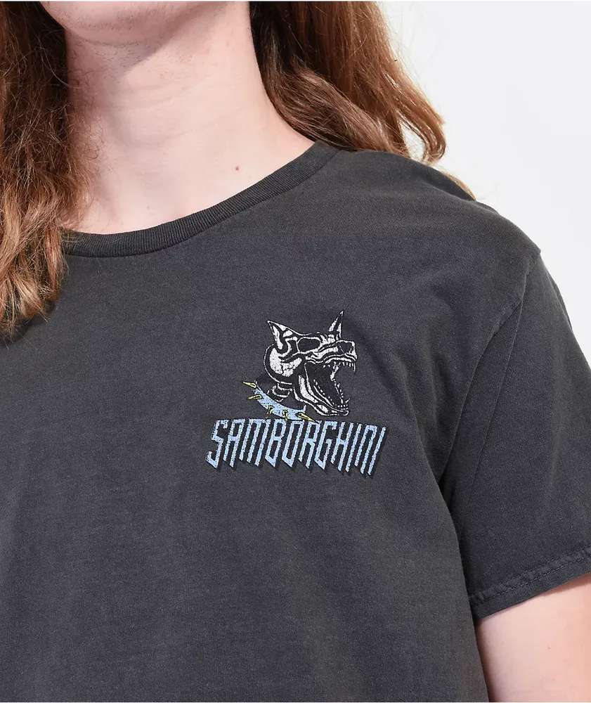 Samborghini Skull Dog Black Wash T-Shirt