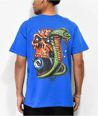 Samborghini Snake 8 Ball Skull Blue T-Shirt