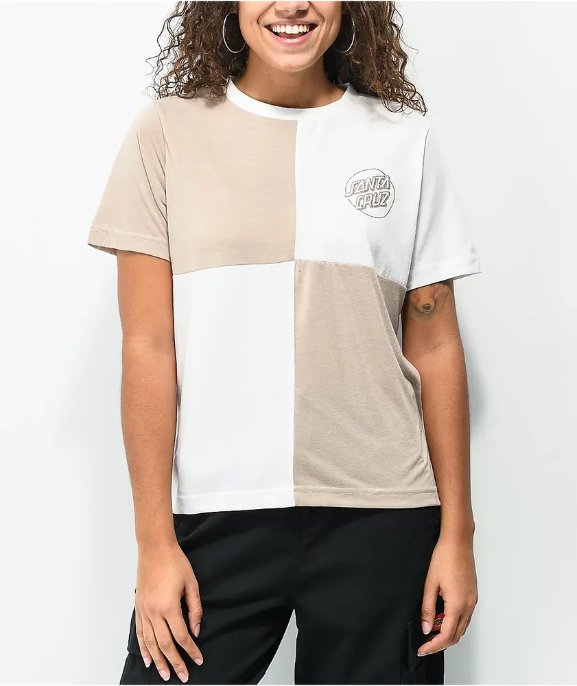 Santa Cruz Amoeba Opus White & Brown Block T-Shirt