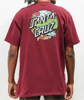 Santa Cruz Aquatic Dot Burgundy T-Shirt