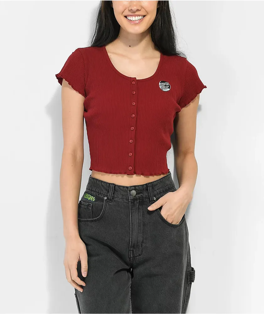 Button-Front Crop Top