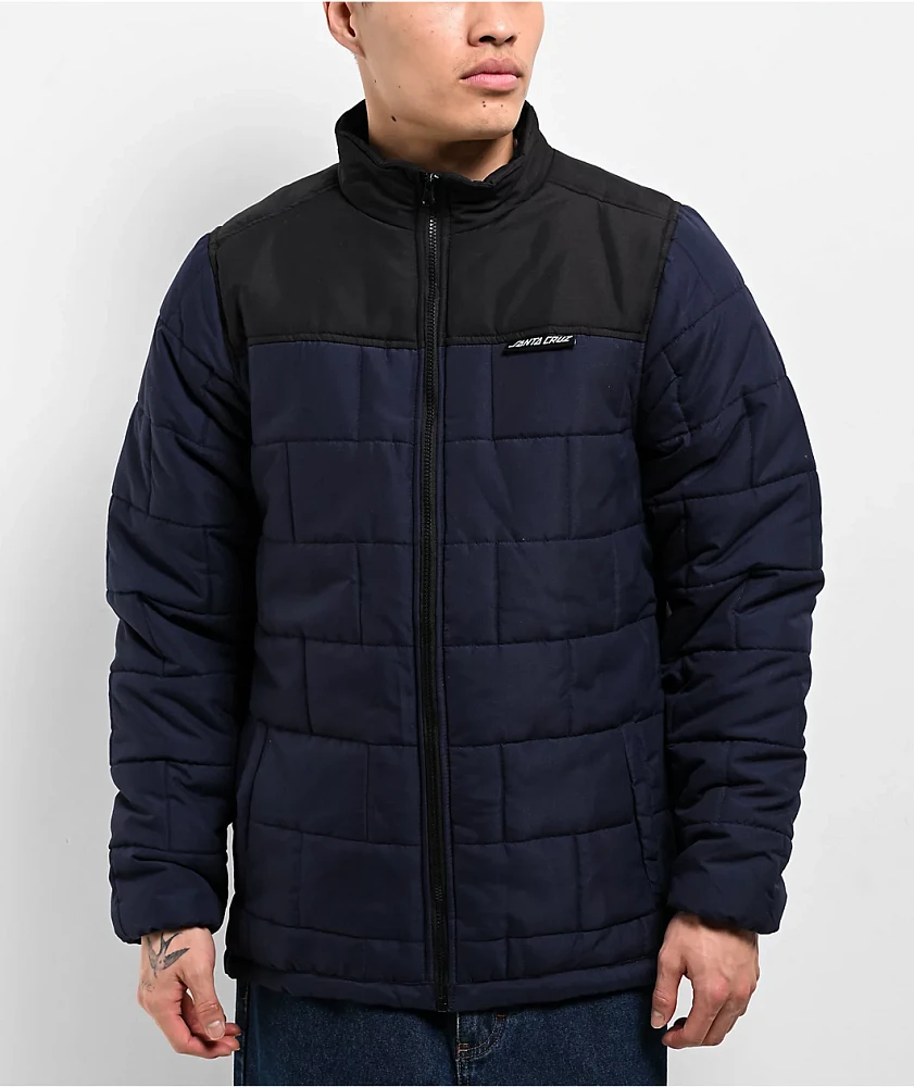 Santa Cruz Brickwork Black & Blue Quilted Puffer Jacket