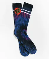 Santa Cruz Classic Dot Navy & Pink Stripe Dye Crew Socks