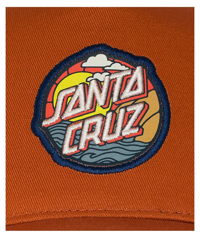Santa Cruz Cliff View Dot Mesh Orange Trucker Hat