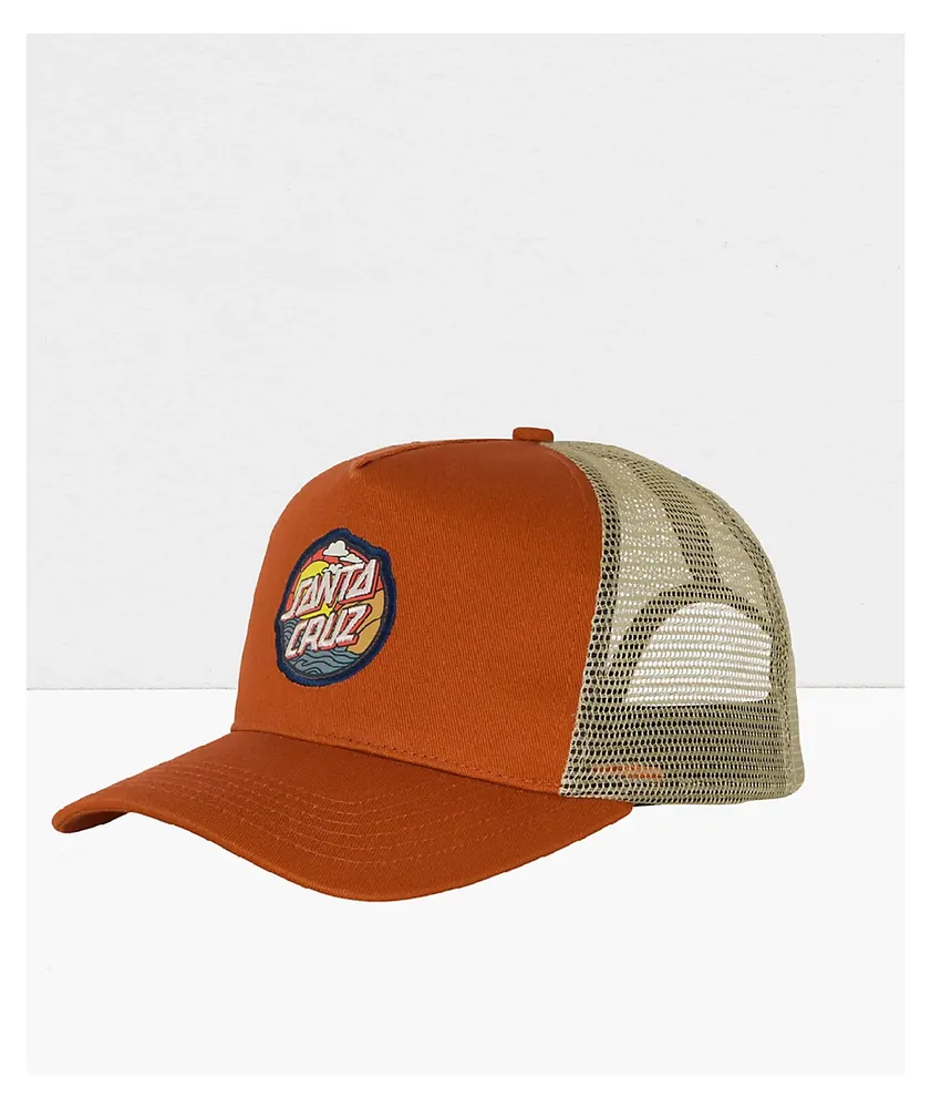 Santa Cruz Cliff View Dot Mesh Orange Trucker Hat