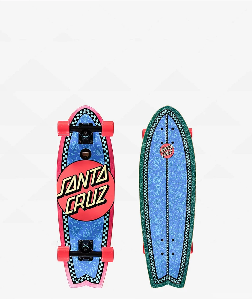 Santa Cruz Contour Hand Repeat Dot Shark 27.69" Cruiser Skateboard Complete