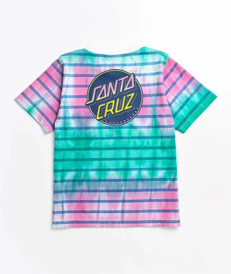 Santa Cruz Contra Dot Fade Stripe Teal & Pink Tie Dye T-Shirt