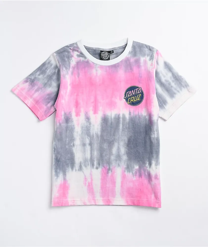 Santa Cruz Contra Dot Faded Pink & Grey Tie Dye T-Shirt