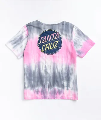 Santa Cruz Contra Dot Faded Pink & Grey Tie Dye T-Shirt