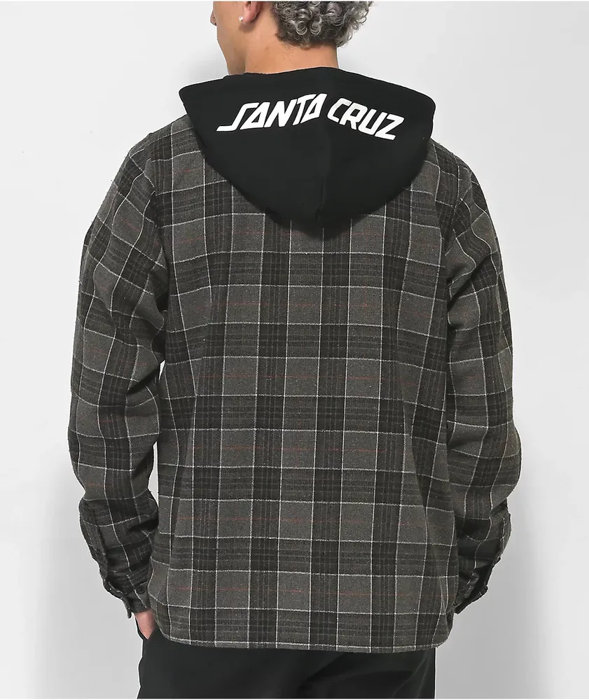 Hooded Shirt - Dark gray/black checked - Men