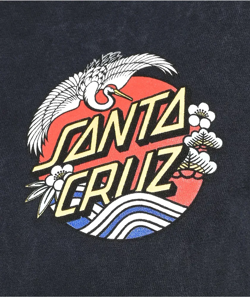 Santa Cruz Crane Dot Black Mineral Wash T-Shirt