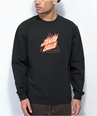 Santa Cruz Flame Not A Dot Black Crewneck Sweatshirt